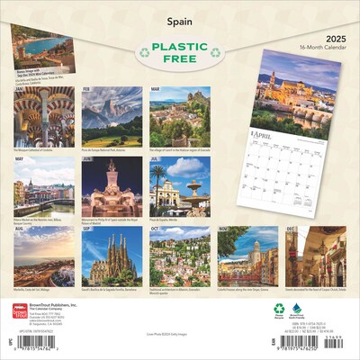 2025 BrownTrout Spain 12 x 12 Monthly Square Wall Calendar (9781975476250)