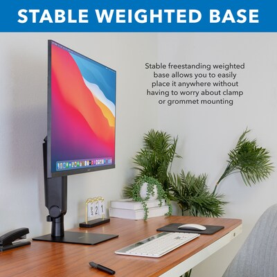 Mount-It! Adjustable Freestanding Single Monitor Arm with Height Adjustment, 17"–32", Black (MI-2757)