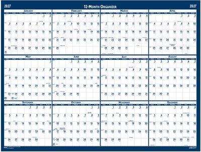 2027 House of Doolittle 18" x 24" Yearly Dry Erase Wall Calendar, Reversible, Blue (3960-27)