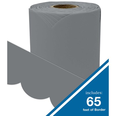Carson Dellosa Education Rolled Scalloped Bulletin Board Border, 3" x 65', Steel Gray, 3/Bundle (CD-108539-3)