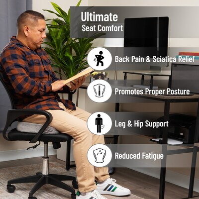 Mind Reader Memory Foam Office Chair Ergonomic Orthopedic Cushion, Gray (SEACUSH-GRY)