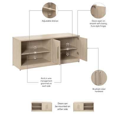 Bush Business Furniture Vista Low Storage Cabinet with Doors and Shelves, Natural Elm (VSS160NE)