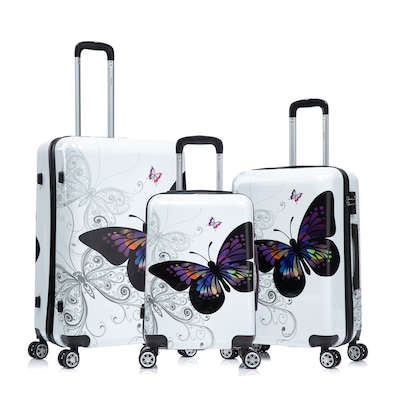 InUSA Hardside Butterfly Suitcase, 4-Wheeled Spinner, TSA Checkpoint Friendly, Black Butterfly (IUAPCSML-BBU)
