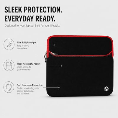 Vangoddy 15" Laptop Sleeve, Black/Red (NBKLEA222)