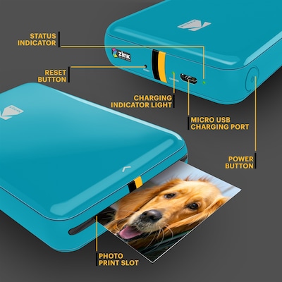 Kodak Step Mobile Zero Ink Instant Photo Printer, Single-Function, Blue (RODMP20AMZBL)