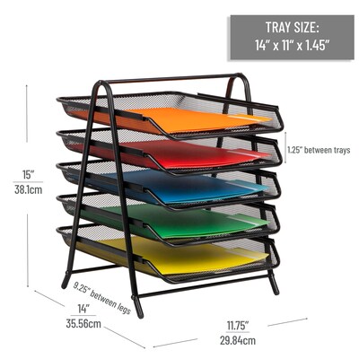 Mind Reader Metal Mesh Front Loading Stackable Letter Tray, Letter/Legal Size, Black (2CSTACK2-BLK)