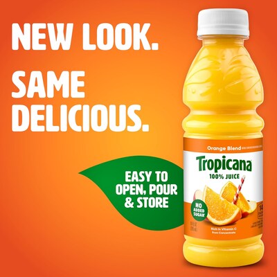 Tropicana 100% Orange Juice, No Sugar Added, No Pulp, 10 oz., 24 Bottles/Pack (TRO00233)