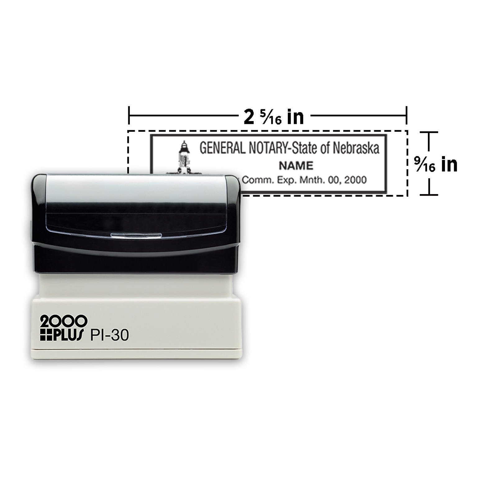 Custom 2000 Plus® PI 30 Pre-inked Notary Stamp, 9/16 x 2-5/16