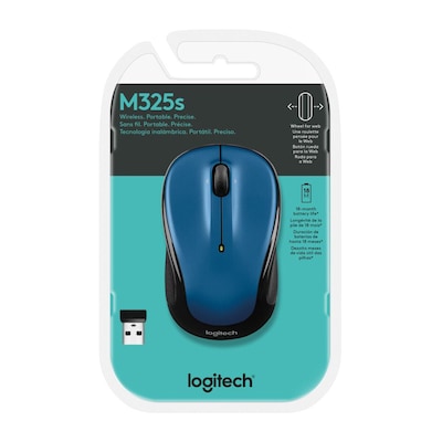 Logitech M325S Wireless Ambidextrous Optical Mouse, Blue (910-006829)