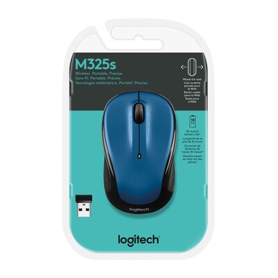 Logitech M325S Wireless Ambidextrous Optical USB Mouse, Blue (910-006829)