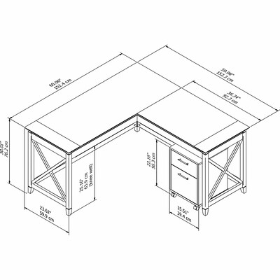 Bush Furniture Key West 60" L-Shaped Desk with 2-Drawer Mobile File Cabinet, Bing Cherry (KWS013BC)