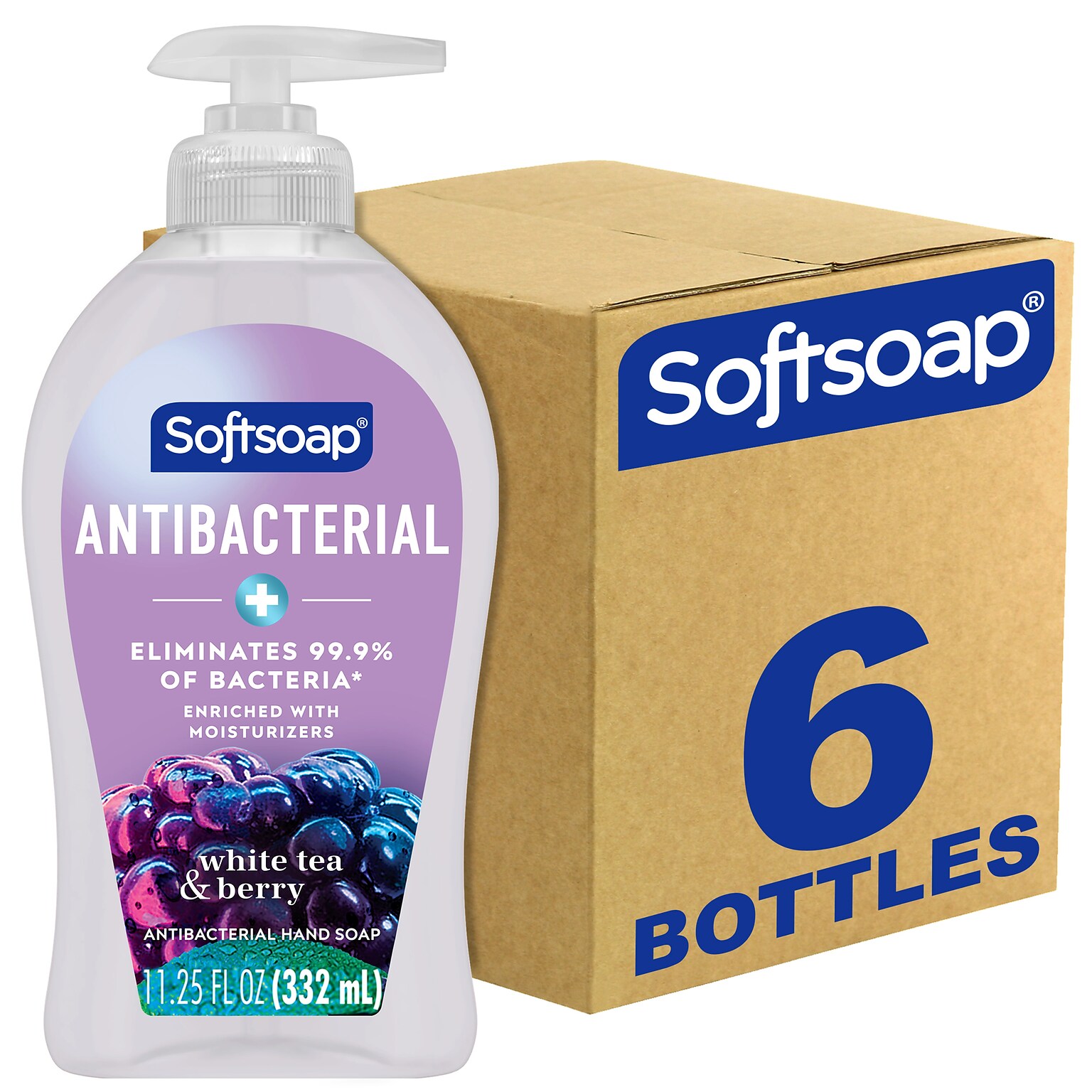 Softsoap Antibacterial Liquid Hand Soap, White Tea & Berry Scent, 6/Carton (US03574ACT)