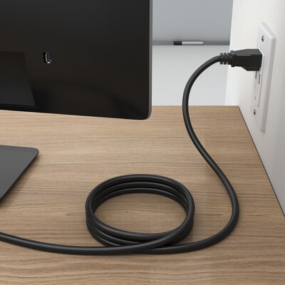Staples TECH 6 ft. AC Power Cord, Male to Male, Black (ST62398)