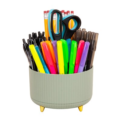 Staples 5-Compartment Rotating Plastic Desk Organizer, Sage Green (ST63866)