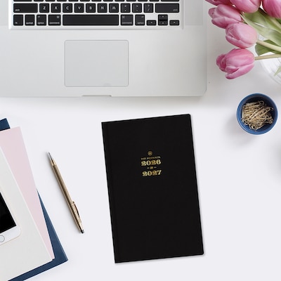 2026-2027 Blue Sky Day Designer 5" x 8" Academic Year Weekly & Monthly Planner, Faux Leather Cover, Black (158201)