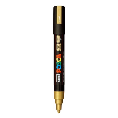 POSCA PC-5M Water Based Paint Marker, Medium Bullet Tip, Gold, 3/Pack (UBCPC5MGOLD-3)