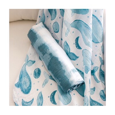 Baby Crane Caspian 2-Piece Swaddle, Blue & White (BC-130SWS)