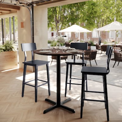 Flash Furniture Acadia 36 Round Wooden Dining Table with X-Base, Dark Brown/Black Base (STRD36WBRT3030B)