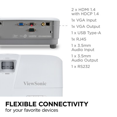 ViewSonic HDMI/USB/Composite Video/Component Video/S-Video DLP High Brightness Projector, White (PA504W)
