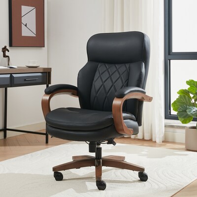 La-Z-Boy Colston Ergonomic Vegan Leather Swivel Executive Chair, Black (60120-BLK)