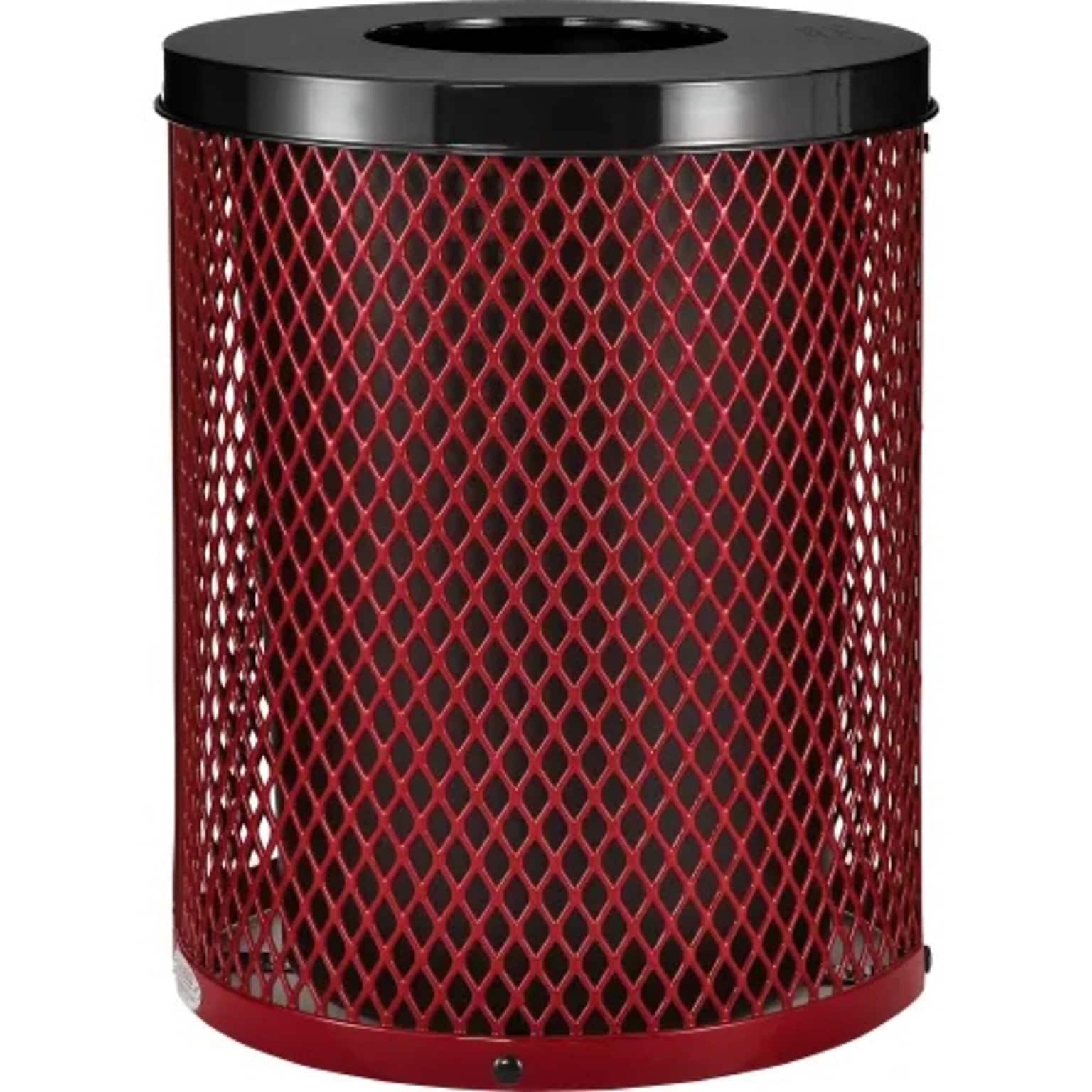 Global Industrial Outdoor Diamond Steel Trash Can w/ Flat Lid, 36 Gallon, Red (261924RD)