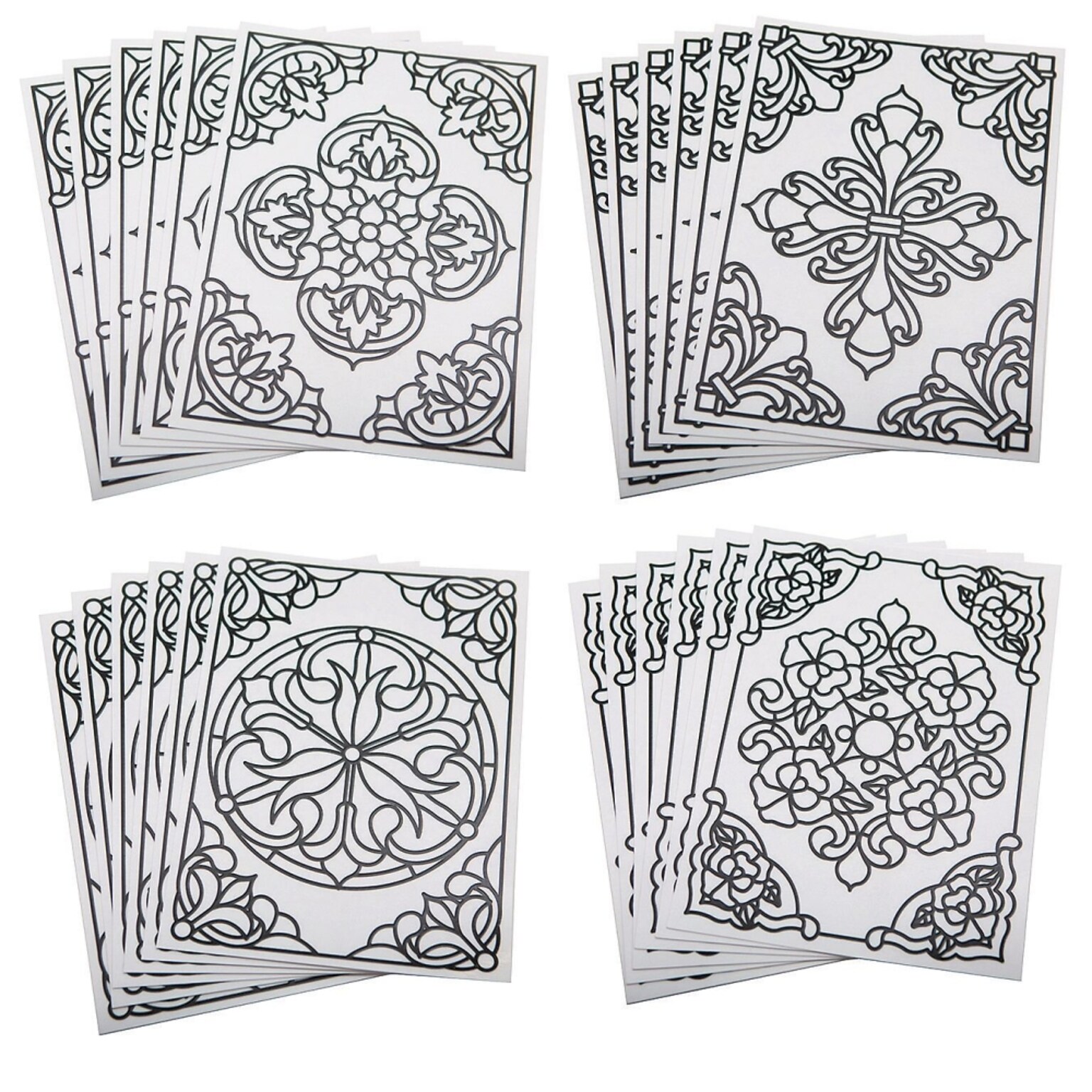S&S Color-Your-Own Stained Glass Window Clings II, 24/Pack (SG864)