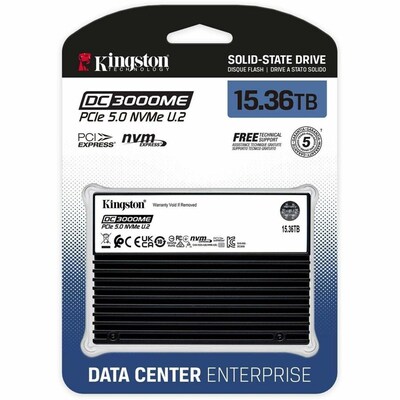 Kingston DC3000ME 15.36TB 2.5" PCIe 5.0 NVMe U.2 Internal Solid State Drive, 3D eTLC NAND (SEDC3000ME/15T3)