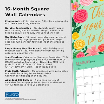 2026 Plato Bonnie Marcus 12" x 12" Monthly Wall Calendar (9798330701582)