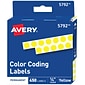 Avery Hand Written Color Coding Labels, 1/4" Dia., Yellow, 450/Sheet, 1 Sheet/Pack (5792)
