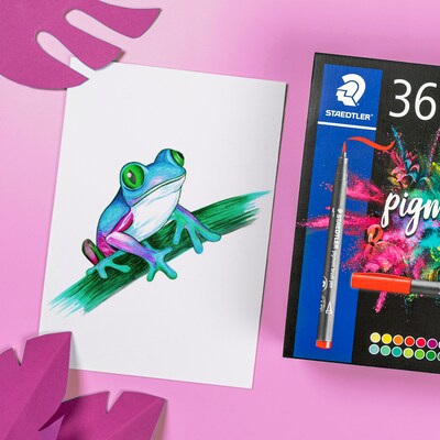 STAEDTLER Pigment Arts Multi Ink Brush Pens, Permanent, Multi Surface, Assorted Colors, 36/Pack (STD371C36)