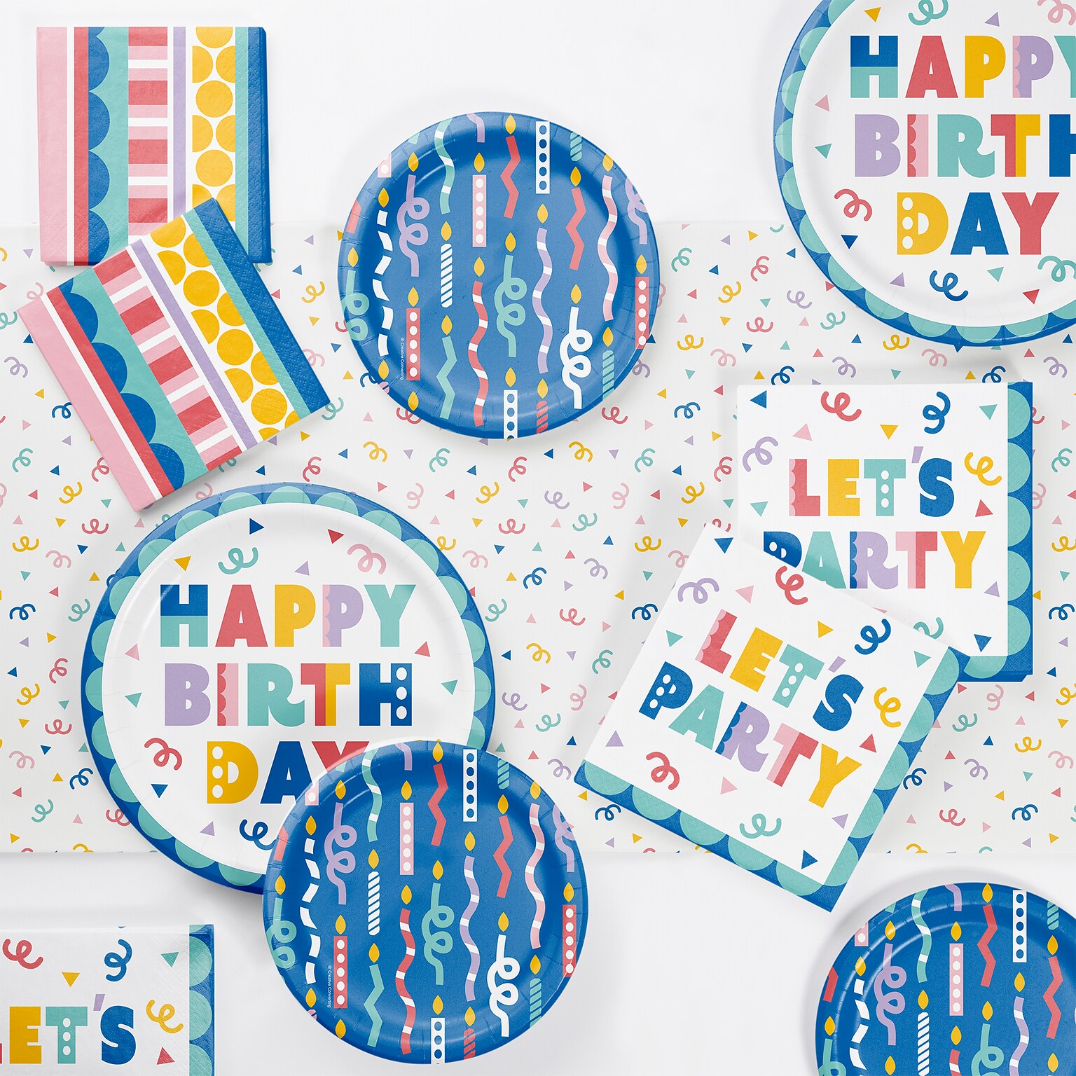 Creative Converting Party Patterns Lets Party Birthday Tableware Kit, Multicolored, 49/Pack (DTC9507E2A)