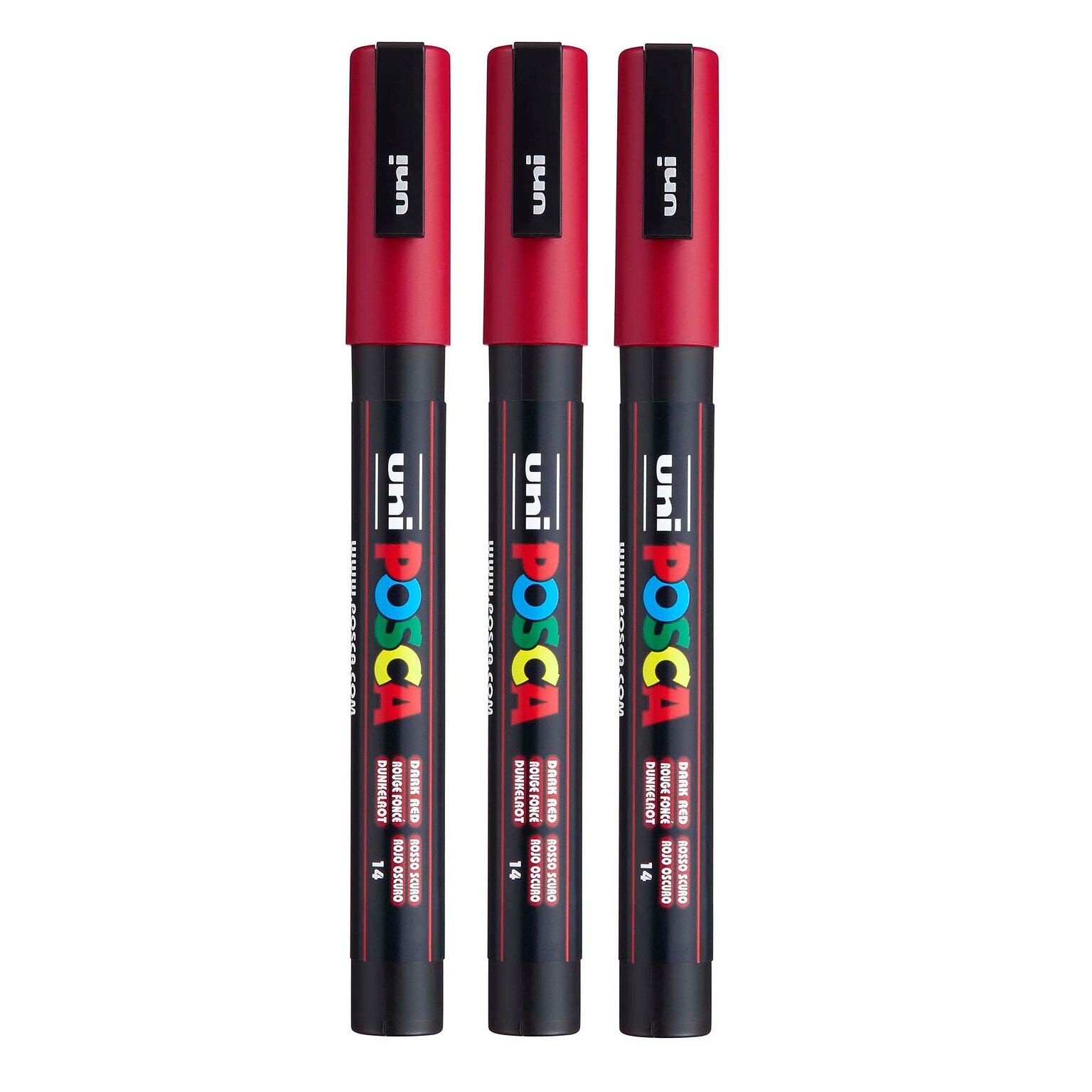 POSCA PC-3M Water Based Paint Marker, Fine Bullet Tip, Dark Red, 3/Pack (UBCPC3MDARKRED-3)