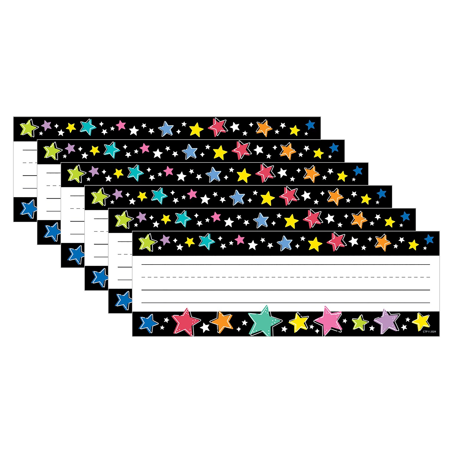 Creative Teaching Press Star Bright Colorful Stars on Black Name Plates, 36/Pack, 6 Packs (CTP10940-6)