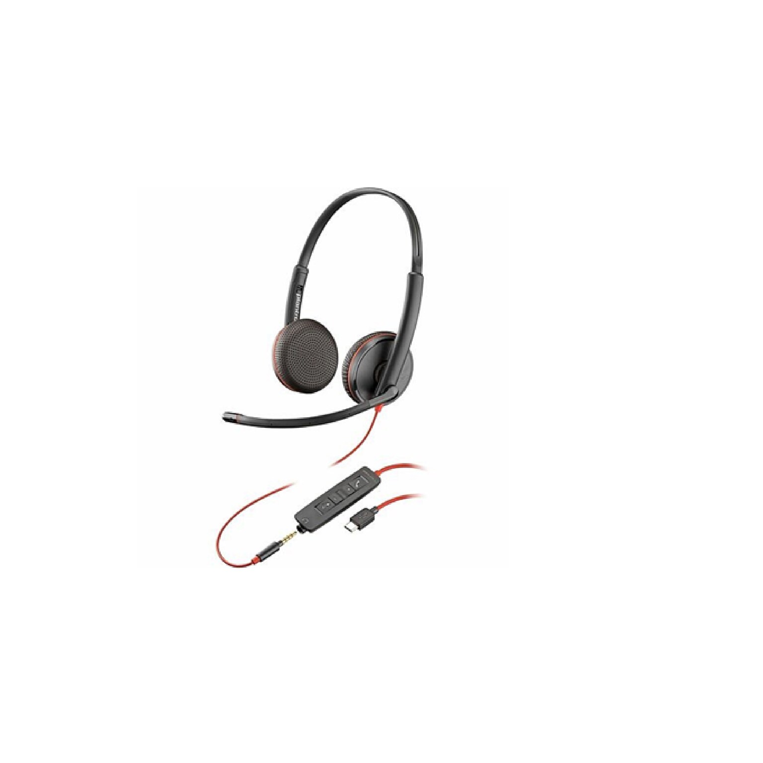 Poly Blackwire C3225 Binaural  Wired Noise Canceling Headset, Black (8M3X7AA#ABA)