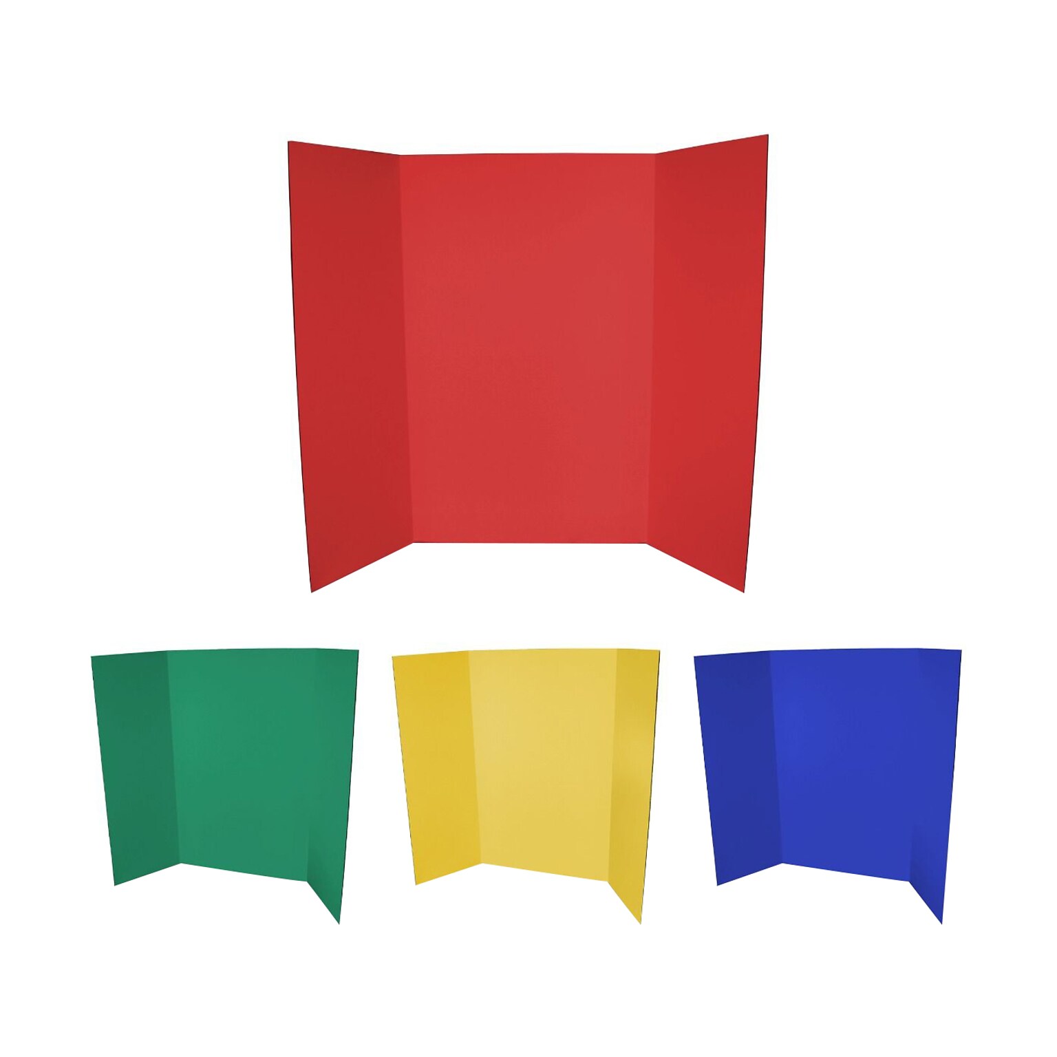 Flipside Tri-Fold Project Boards, 48 x 36, Corrugated Paper, Assorted Colors, 4/Pack (16073)