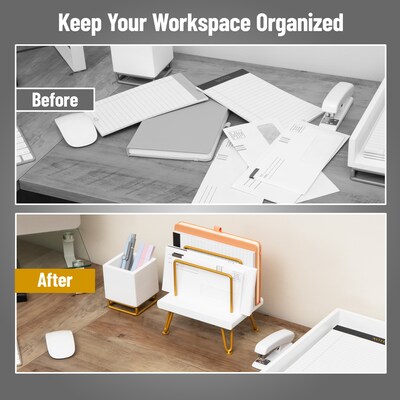 Mind Reader Metal Desk Organizer, White (LETG-WHT)
