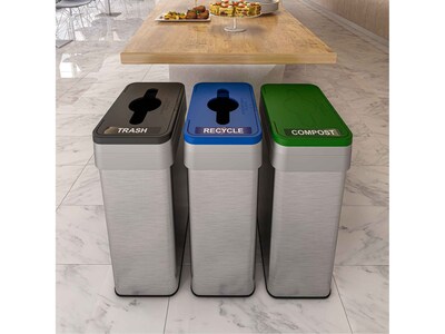 HLS Commercial Stainless Steel Trash Cans, 21-Gallon, Assorted Colors, 3/Set (HLS21UOTTRIO)