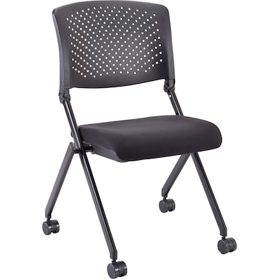Lorell Upholstered Foldable Nesting Chairs, Black, 2/Carton (LLR41848)