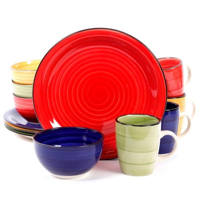 Gibson Home 12 Piece Color Vibes Handpainted Stoneware Dinnerware Set Multi Color 93597560M