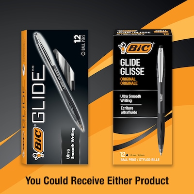 BIC Glide Retractable Ballpoint Pen, Medium Point, 1.0mm, Black Ink, Dozen (14347/VCG11BK)