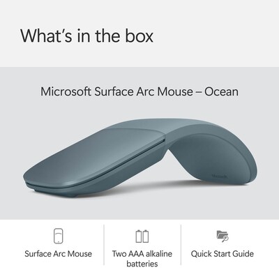 Microsoft Surface Arc Wireless Curved Ambidextrous BlueTrack Mouse, Ocean (EP2-32755)