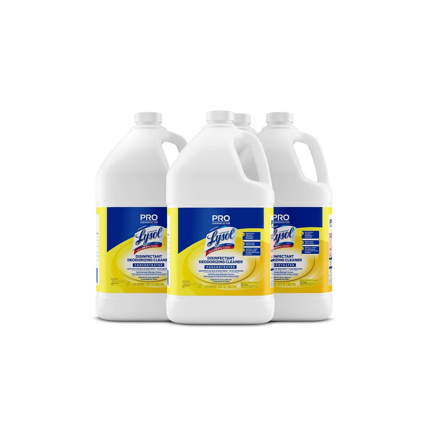 Lysol Professional Disinfecting Deodorizing Cleaner, Lemon, 128 oz., 4/Carton (3624176334CT)