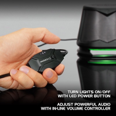 ENHANCE SB2 Computer Speaker System, Black/Green LEDs (ENPCSB2100GNWS)