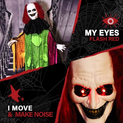 Haunted Hill Farm Life-Size Animatronic Clown (HHCLOWN-17FLSA)