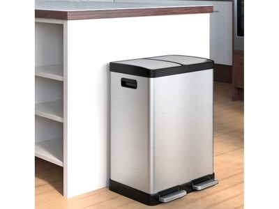 HLS Commercial Stainless Steel Trash Can & Recycling Bin Combo, 16-Gallon, Silver (HLSS16R)