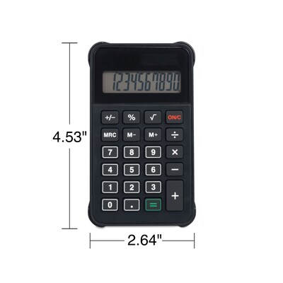 Staples 10-Digit Battery & Solar Basic Calculator, Black (ST150-CC)