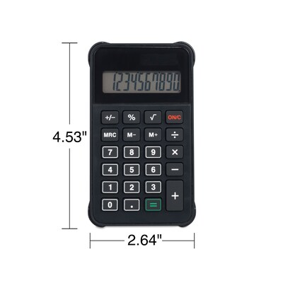 Staples 10-Digit Solar and Battery Basic Calculator, Black (ST150-CC)