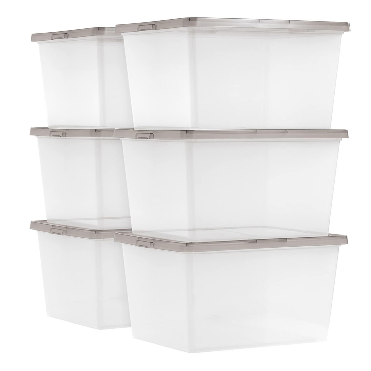 Iris 24.5 Quart Snap Top Plastic Snap Closure Storage Bin, Clear, 6/Pack (585104)
