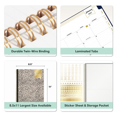 2027 Blue Sky Day Designer 8.5" x 11" Weekly & Monthly Planner, White/Black (161668)