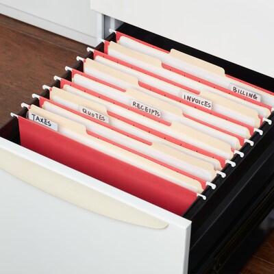 Staples® Hanging File Folders, 1/5-Cut Tab, Letter Size, Red, 25/Box (ST163535-CC)